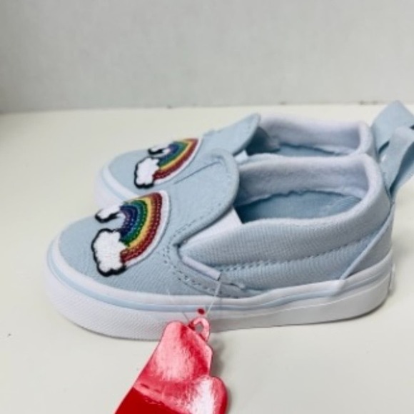 Vans Toddler Slip-On V Sequin Patch Shoe Ballad Blue/True White Size 5.5T NEW - Picture 6 of 11